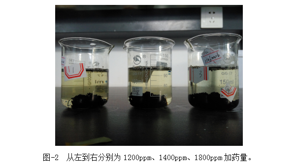 圖-2  從左到右分別為1200ppm、1400ppm、1800ppm加藥量